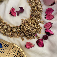 Vriksham Antique 1 gm Gold Shiv Parvati Pendant Short Neckpiece -G17055