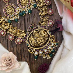 Premium AD Stone Reversible Pendant Neckpiece-Lakshmi Short Neckpiece-G3359