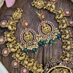 Premium AD Stone Reversible Pendant Neckpiece-Lakshmi Short Neckpiece-G3359