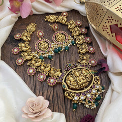 Premium AD Stone Reversible Pendant Neckpiece-Lakshmi Short Neckpiece-G3359