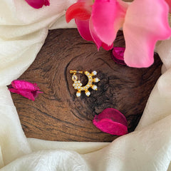 Unique White AD Stone Nath / Nose pin-Flower-G13815