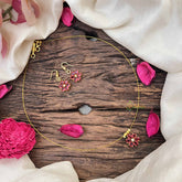 Vriksham Floral Minakari Work Pendant Invisible Chain-Red-G20585