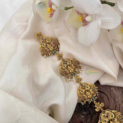 Vriksham Traditional Matte Gold Goddess Lakshmi Braid Accessory With Pearls Jada Billai-Gold Bead-G21381