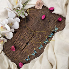 Vriksham Sky Blue Butterfly Pendant Invisible Chain-6 pieces Set-Return Gift-RG227