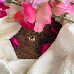 Gold Look Alike White AD Stone Nath / Nose pin-Round-G13752