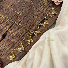 Vriksham Yellow Butterfly Pendant Invisible Chain-6 pieces Set-Return Gif-RG228