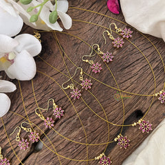 Vriksham Floral Red Stone Invisible Pendant Chain-6 pieces Set-Return Gif-RG232