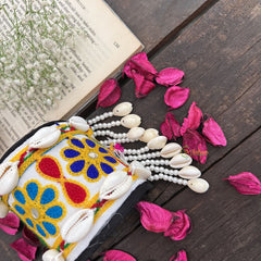 Vriksham Phulkari Bloom Cowrie Shell Cuff Bracelet-S1036