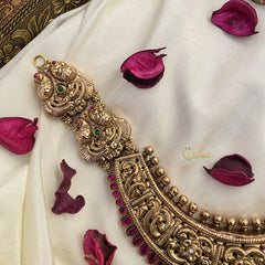 Vriksham Dual Peacock AD Stone 1 gm gold Haram-Green Bead-G17056