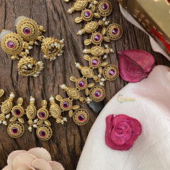 Vriksham Exclusive Coin Short Neckpiece-Red-G15952