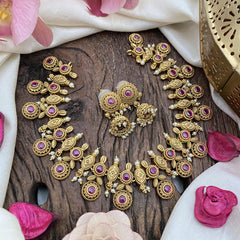 Vriksham Exclusive Coin Short Neckpiece-Red-G15952