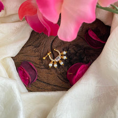 Premium White AD Stone Nath / Nose pin-Square-Pearl-G13841