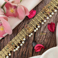 Vriksham Luxury Antique Gold-Plated Lakshmi Braid Sheeshphool-Red Green-Pearls-G21387