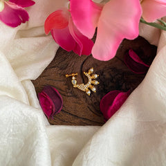 Unique Parrot AD Stone Nath / Nose pin-White-Pearl-G13819