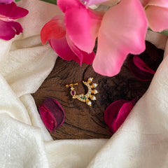 Unique Parrot AD Stone Nath / Nose pin-White Red Green-Pearl-G13821