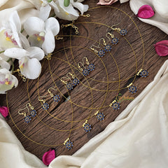 Vriksham Floral Navy Blue Stone Invisible Pendant Chain-6 pieces Set-Return Gif-RG233