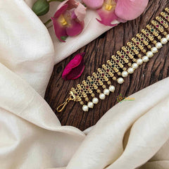 Vriksham Exquisite Mesh-Design Sheeshphool-Red Green-Pearls-G21388