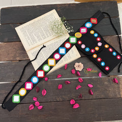 Vriksham Festival Vibes Embroidered With Mirror Mobile Pouch-Black-S1039