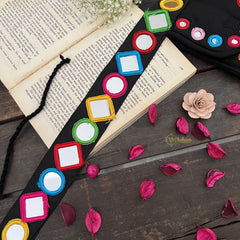 Vriksham Festival Vibes Embroidered With Mirror Mobile Pouch-Black-S1039