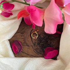 Simple Red White Green AD Stone Nath / Nose pin-Tilak-G13852