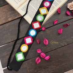 Vriksham Festival Vibes Embroidered With Mirror Mobile Pouch-Black-S1039