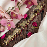 Vriksham Double Doted Line Red Green Stone Sheeshphool-Red Bead-Pearls-G21386