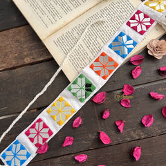 Vriksham Kutch-Inspired Mirror Embroidery Mobile Pouch-White-S1040