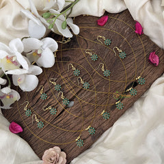 Vriksham Floral Green Stone Invisible Pendant Chain-6 pieces Set-Return Gif-RG220