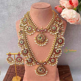 Vriksham Elegant Round Floral Style Guttapusalu Bridal Set-Rice Pearl-G22015