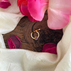 Simple Red White AD Stone Nath / Nose pin-Tilak-G13853