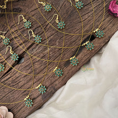 Vriksham Floral Green Stone Invisible Pendant Chain-6 pieces Set-Return Gif-RG220
