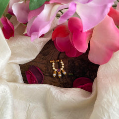 Premium Gold Alike White Red Nath / Nose pin-Pearl-G13778