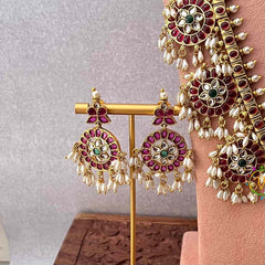 Vriksham Elegant Round Floral Style Guttapusalu Bridal Set-Rice Pearl-G22015