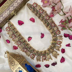 Vriksham Lakshmi Coin With Peacock 1 gm gold Temple Neckpiece-G17064