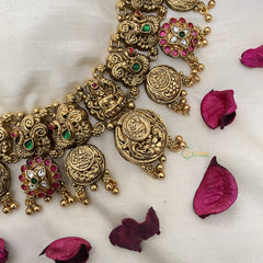 Vriksham Lakshmi Coin With Peacock 1 gm gold Temple Neckpiece-G17064