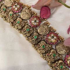 Vriksham Lakshmi Coin With Peacock 1 gm gold Temple Neckpiece-G17064