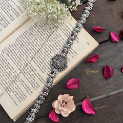 Vriksham Goddess Glow Ganesha Silver Oxidized Hipchain-S1041