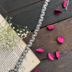 Vriksham Goddess Glow Ganesha Silver Oxidized Hipchain-S1041