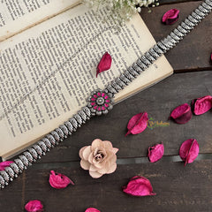 Vriksham Floral & Peacock Grace Antique Silver Oxidized Hipchain-S1042