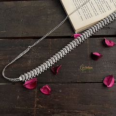 Vriksham Floral & Peacock Grace Antique Silver Oxidized Hipchain-S1042