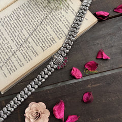 Vriksham Lakshmi Temple Elegance Silver Silver Oxidized Hipchain-S1043