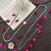 Vriksham Vintage Medallion Pink Stone Silver Oxidized Hipchain-S1044