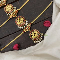 Vriksham Peacock Pendant Attgai Kemp Stone Necklace Return Gift-Pearl-RG204