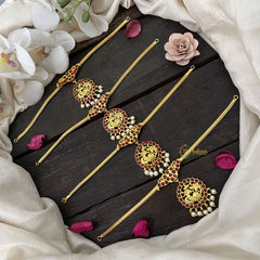 Vriksham Peacock Pendant Attgai Kemp Stone Necklace Return Gift-Pearl-RG204