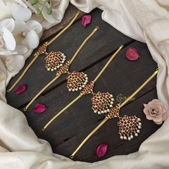 Vriksham Traditional Kemp Stone Attgai Necklace Return Gift-Pearl-RG205