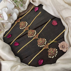 Vriksham Traditional Kemp Stone Attgai Necklace Return Gift-Pearl-RG205