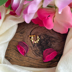 Gold Look Alike Nath / Nose pin-White Red-G13828