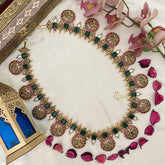 Vriksham Exquisite Green AD Stone Coin Style 1 gm gold Neckpiece-G17062