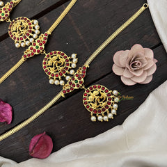 Vriksham Adya Shakti Pendant Attgai Kemp Stone Necklace Return Gift-Pearl-RG203