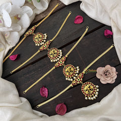 Vriksham Adya Shakti Pendant Attgai Kemp Stone Necklace Return Gift-Pearl-RG203